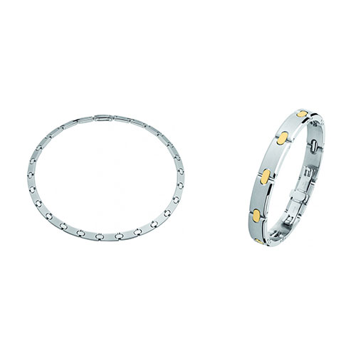 Pequignet bijouterie | Collier et bracelet et acier et or jaune 18 carats de la collection Moorea Bijoux.